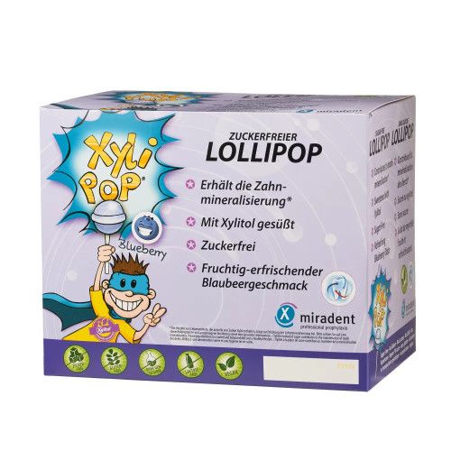 Льодяник на паличці з ксилітом Miradent XyliPOP Чорниця 50 шт