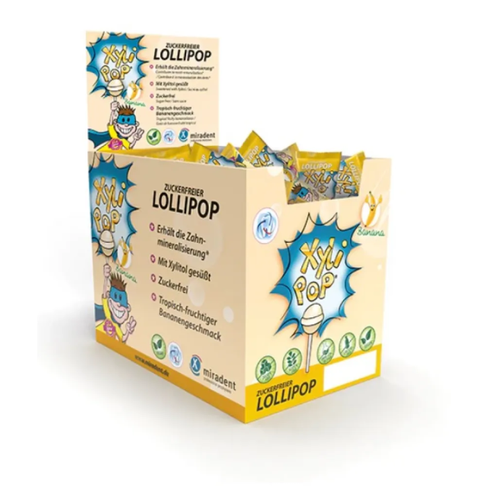 Льодяник на паличці з ксилітом Miradent XyliPOP Банан 50 шт