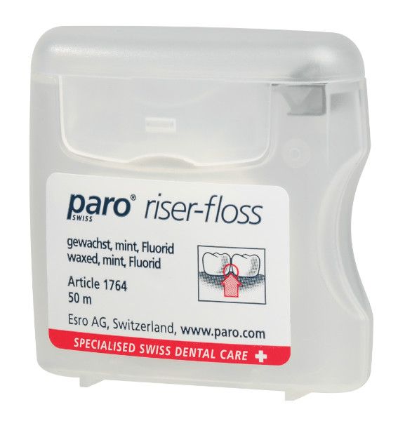 Зубна нитка (флос) з м'ятою та фтором paro® Riser-Floss 50 м