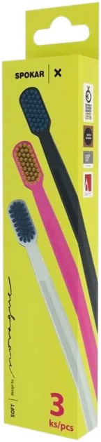 Набір зубних щіток Spokar Х Soft 3 шт Сіра + Рожева + Біла (8593534342057_сірий_рожевий_білий)