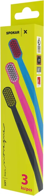 Набір зубних щіток Spokar Х Soft 3 шт Блакитна + Сіра + Рожева (8593534342057_блакитний_рожевий_сірий)