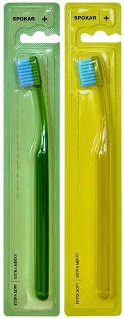 Набір зубних щіток Spokar Plus Екстрам'яка Жовта + Зелена 2 шт (8593534341814_жовто_зелена)