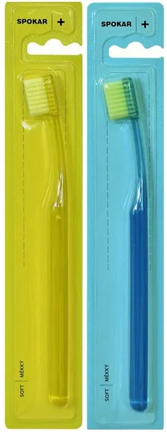 Набір зубних щіток Spokar Plus М'яка Жовта + Блакитна 2 шт (8593534341807_жовто_блакитна)
