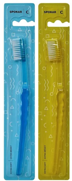 Набір зубних щіток Spokar C Екстрам'яка Жовта і Блакитна 2 шт (8593534340770_желто_голубая)