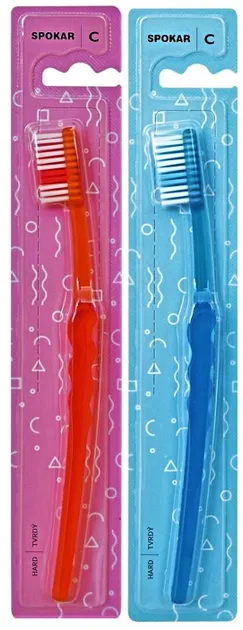 Набір зубних щіток Spokar C Жорстка Червона і Синя 2 шт (8593534340626_красно_синяя)
