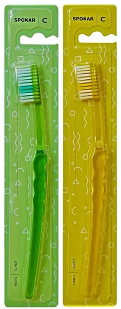Набір зубних щіток Spokar C Жорстка Жовта і Зелена 2 шт (8593534340626_желто_зеленая)