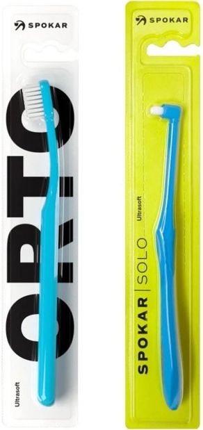 Орто-комплект щіток Spokar Orto та Solo Блакитний (8593534342002_блакитний)