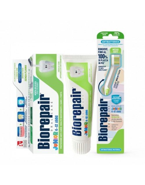 Комплект Biorepair дитяча зубна паста Junior 75 мл + дитяча зубна щітка Junior від 7 до 14 років