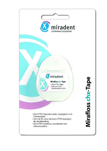 Зубна стрічка (флос) Miradent Mirafloss® Tape CHX невощена 20 м