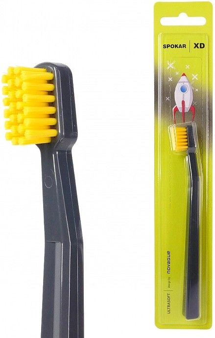 Дитяча зубна щітка Spokar XD Ultrasoft з пісочним годинником Сіро-жовта (8593534342156_серо-желтая_с песочными часами)