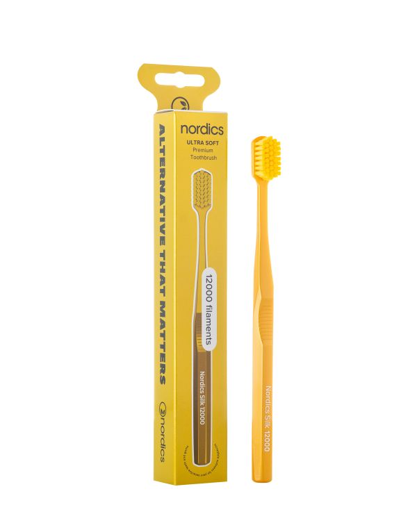 Преміальна щітка для чутливих зубів Nordics SILK 12000 Ultra Soft, жовта