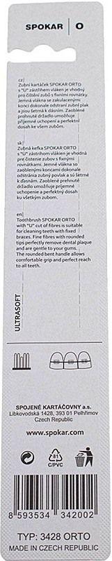 Зубна щітка Spokar Ортодонтична з U-подібним вирізом (8593534342002_Салатово-рожева)