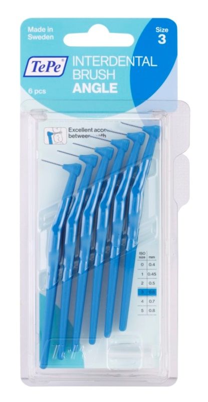 Міжзубні йоржики кутові TePe Angle 0.6 мм сині 6 шт
