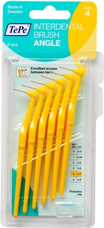 Міжзубні йоржики кутові TePe Angle 0.7 мм жовті 6 шт